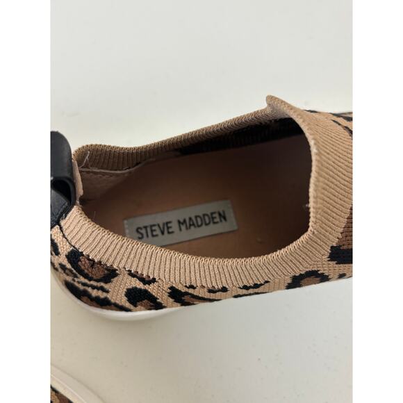 Steve Madden Beale Leopard Print Stretch Knit Sneakers Size 8.5 - Picture 5 of 7